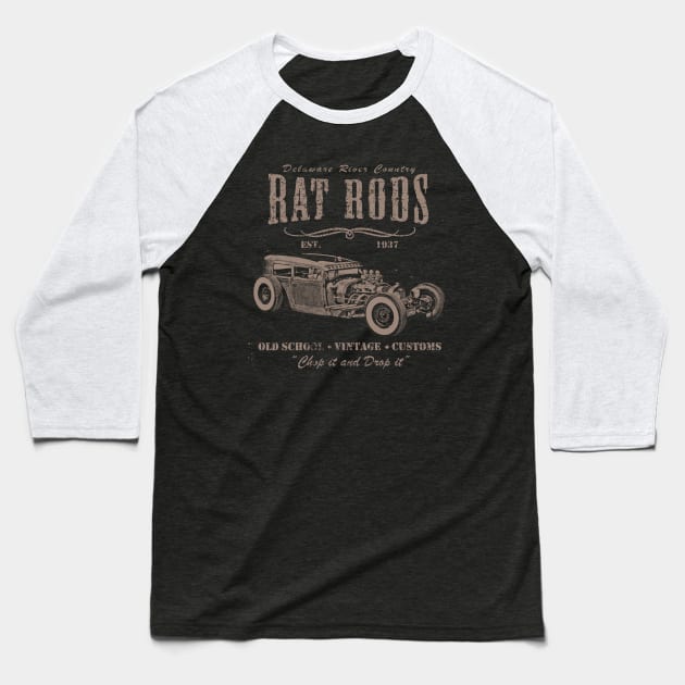 Delaware River Country Rat Rods Baseball T-Shirt by celtichammerclub